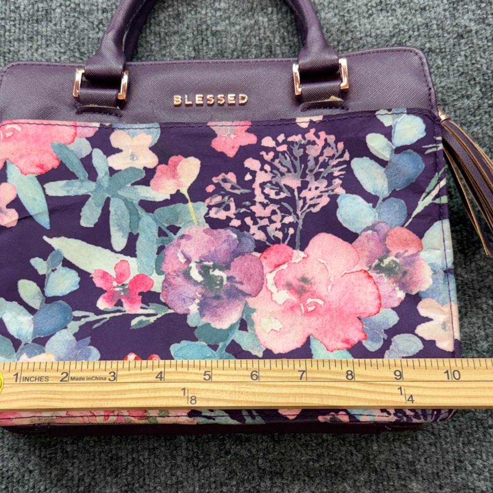 Blessed Bible Cover Case Purse Women's OS Purple Floral Watercolor Tassel Tote - Picture 7 of 9